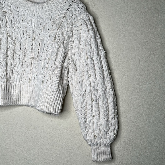 Zara CABLE KNIT CROP PEARL SWEATER size Large - Picture 11 of 15